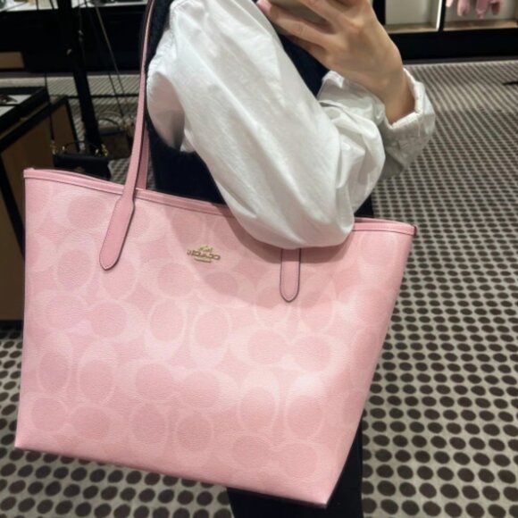 Coach City Tote Bag In Signature Canvas CAL49, powder pink - Picture 6 of 6